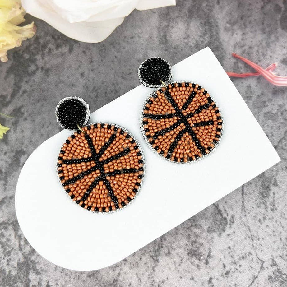 Beaded Basketball Earrings
