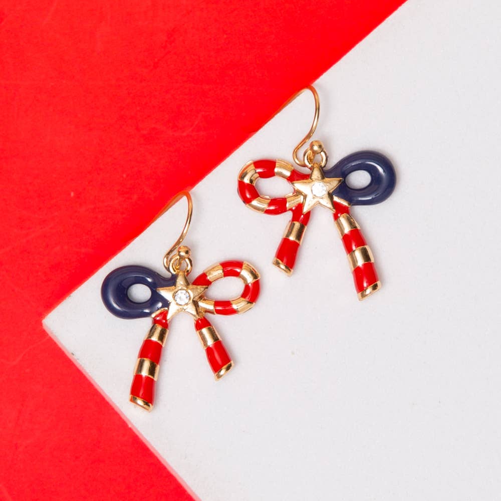 Red White and Blue Bow Earrings