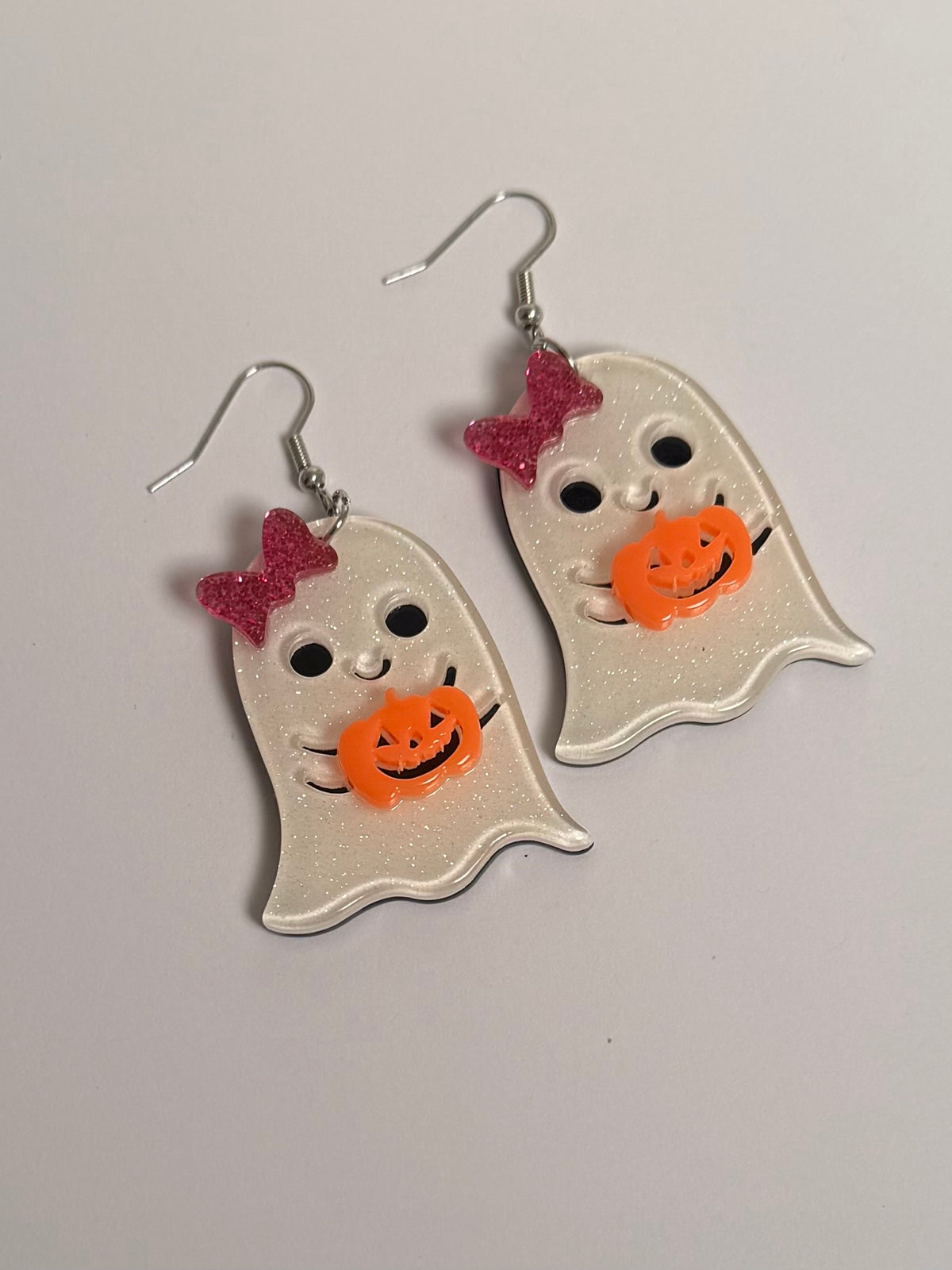 Glitter Ghost with w/ Bow Earrings