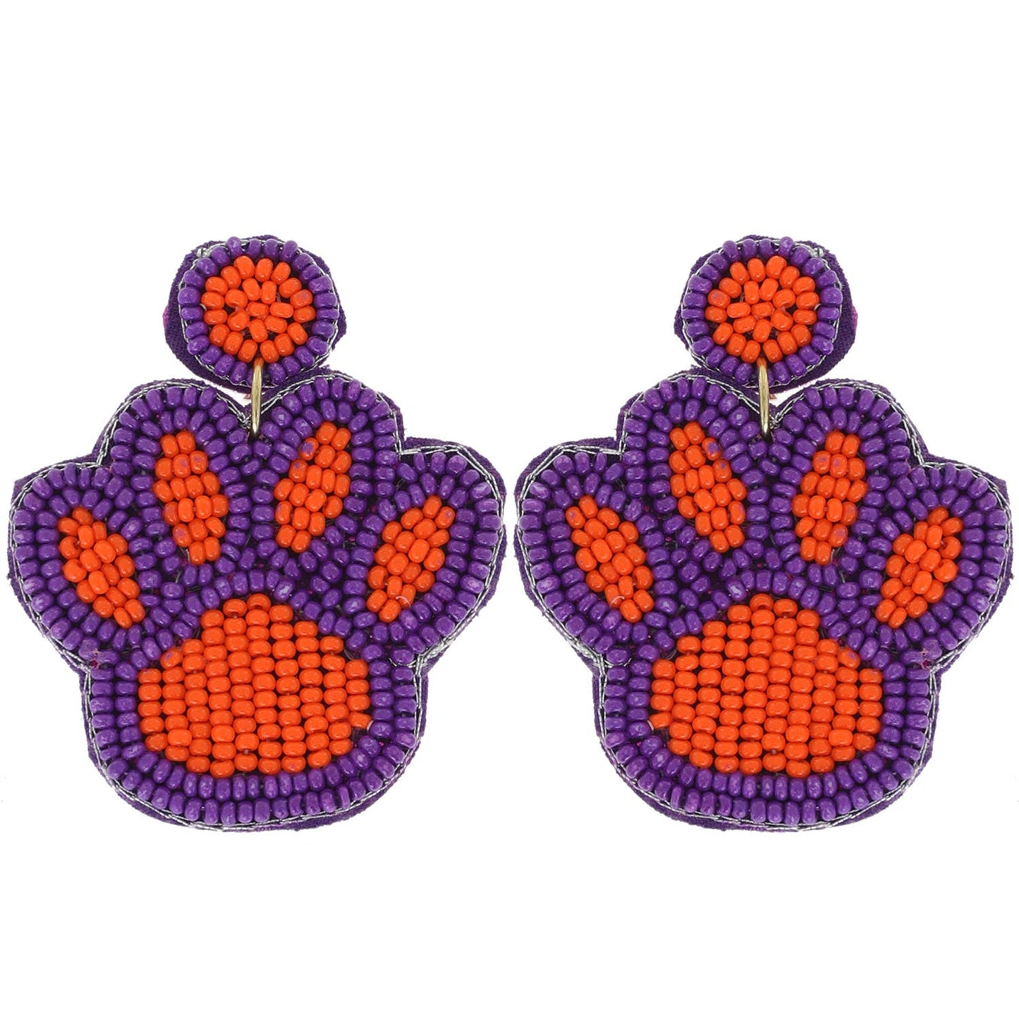 Purple and Orange Paw Earrings