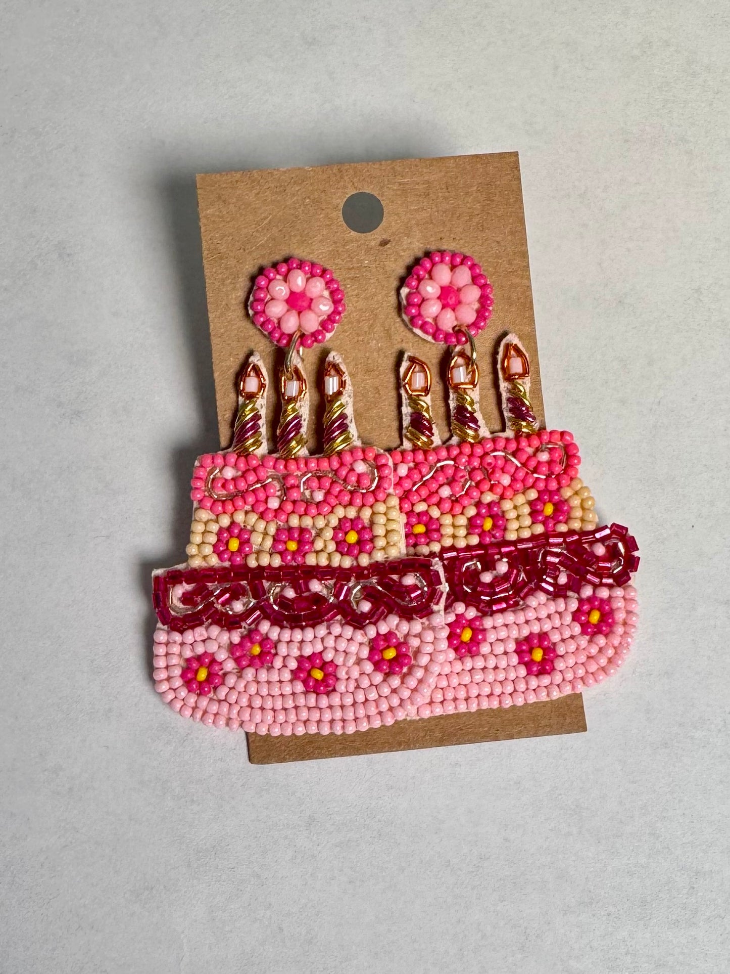 Beaded Birthday Cake Earrings