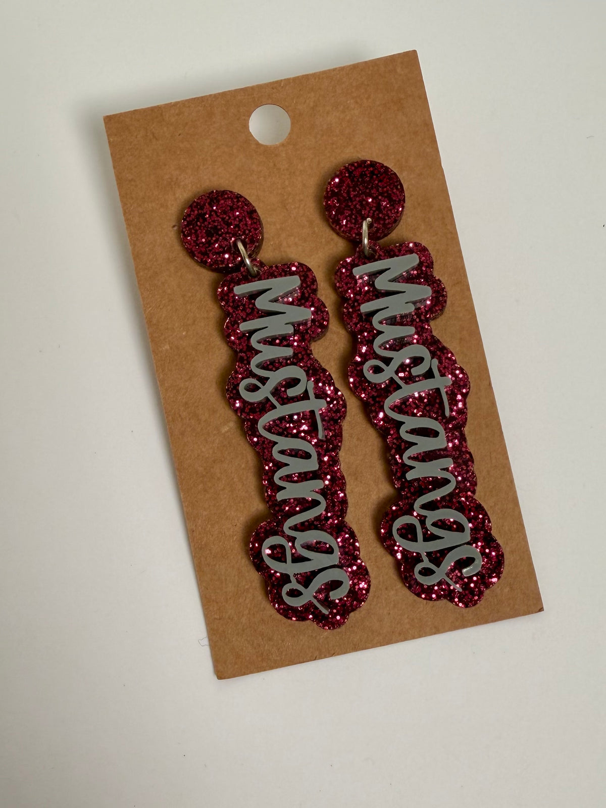 Mustangs Stack Acrylic Glitter Earrings