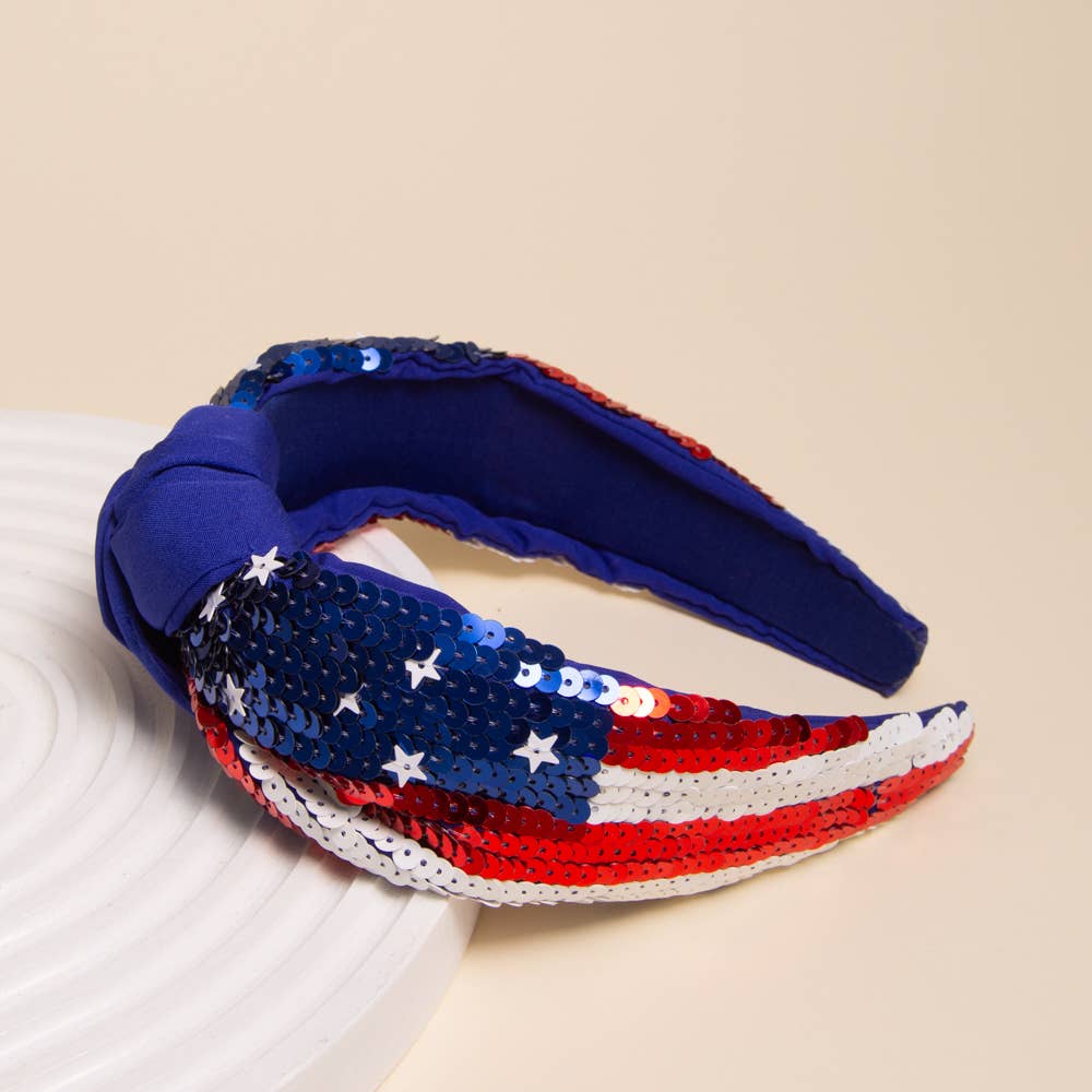 Patriotic USA Flag Sequin Headband