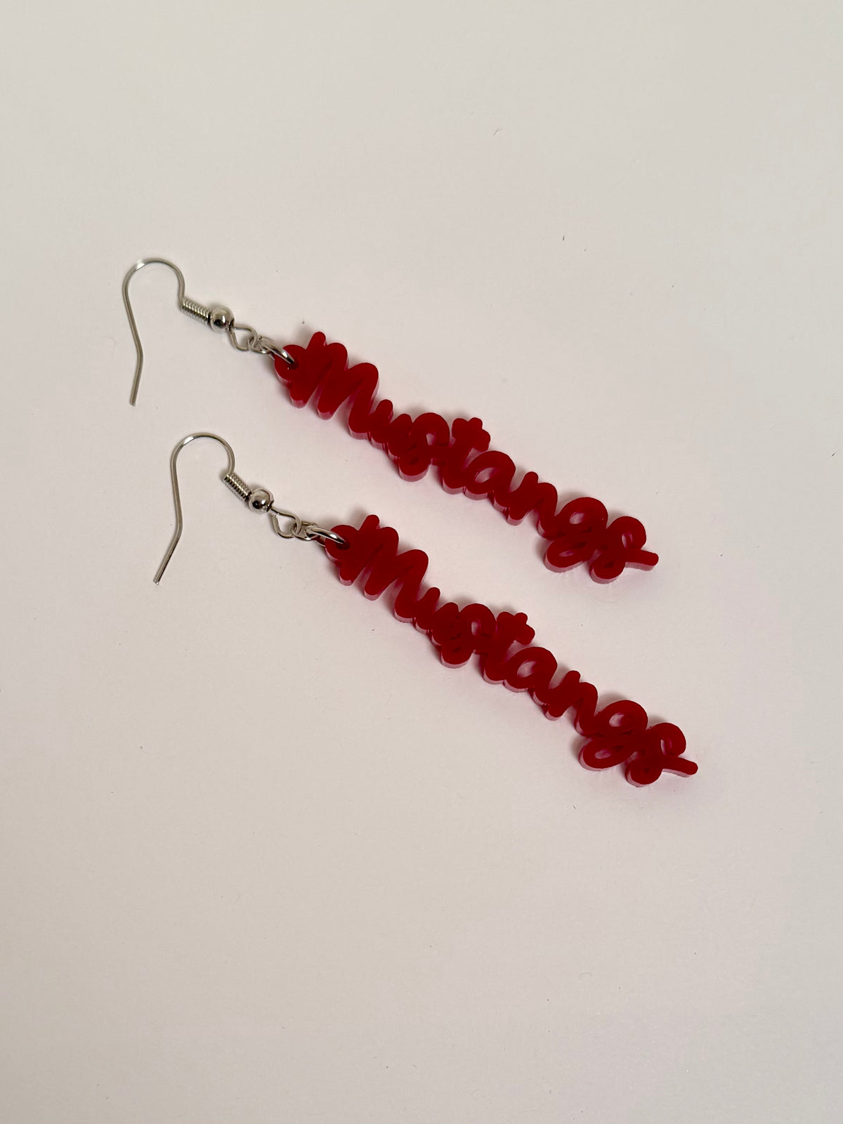 Mustangs Cursive Acrylic Earrings