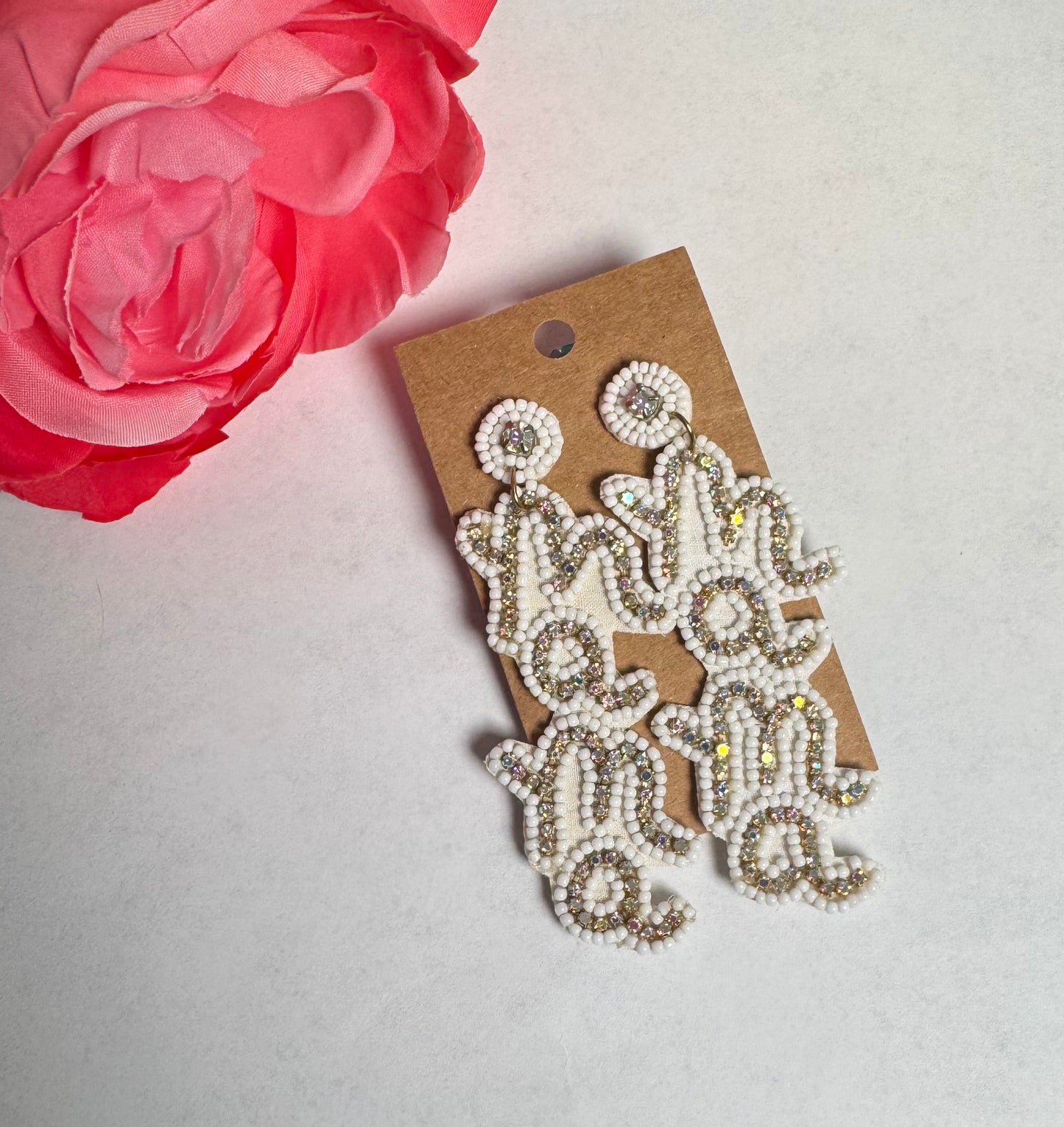 Mama Bead Rhinestone Earrings