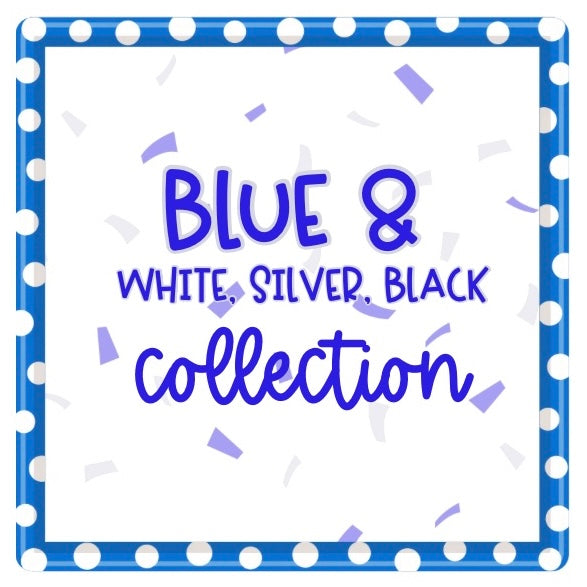 Blue & (White, Silver, Black)