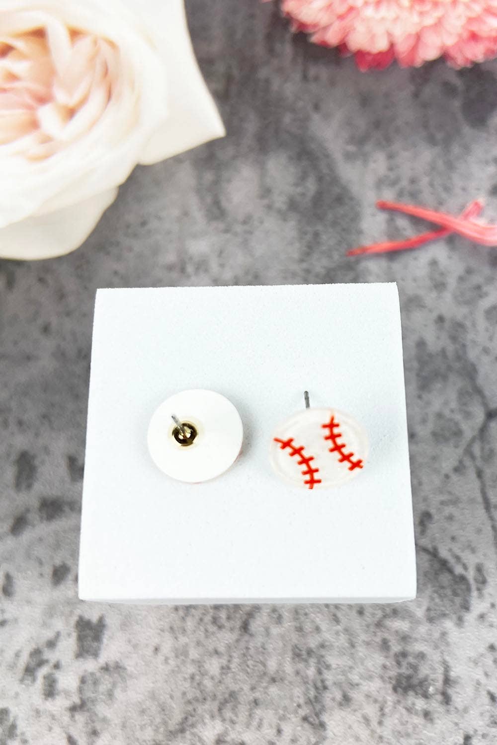 Baseball Acrylic Stud Earrings