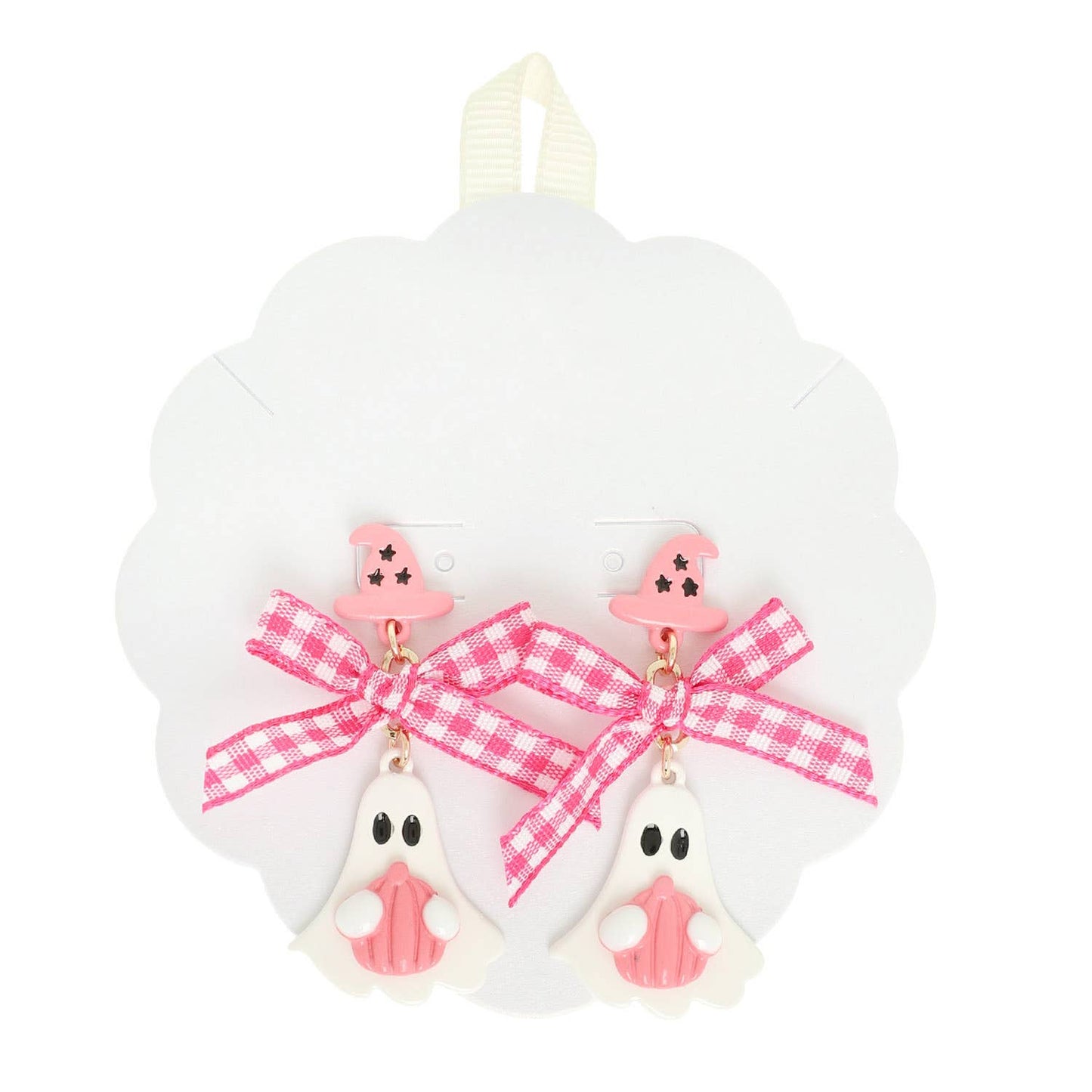 Pink Ghost Bow Earrings