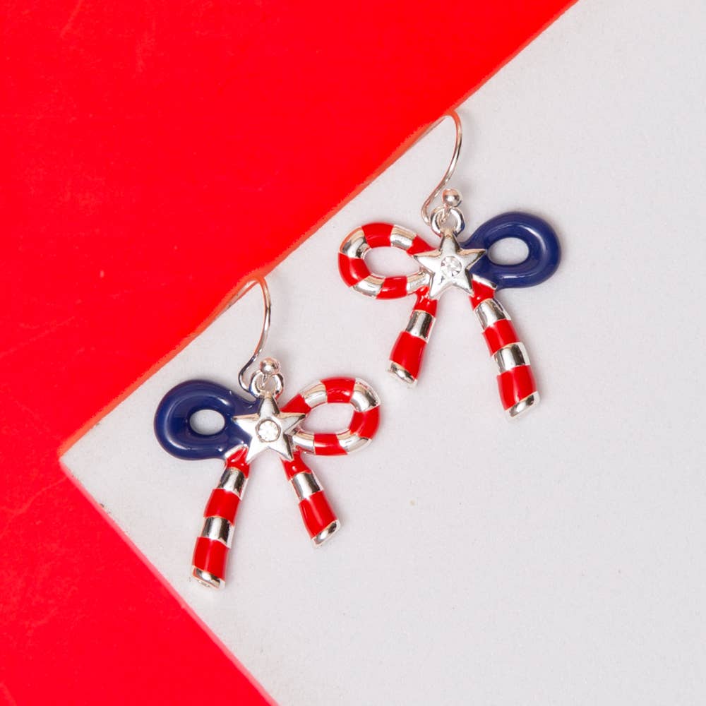 Red White and Blue Bow Earrings
