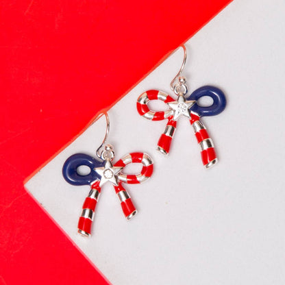 Red White and Blue Bow Earrings