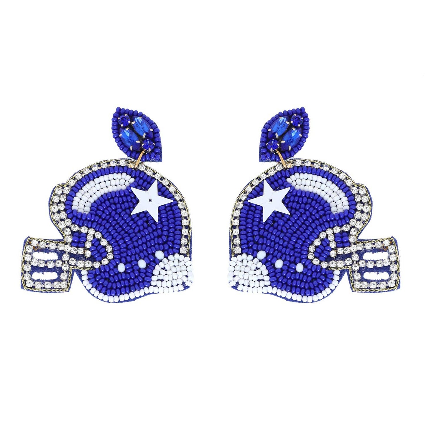 2 Tier  Beaded Football Helmet Dangle Earrings