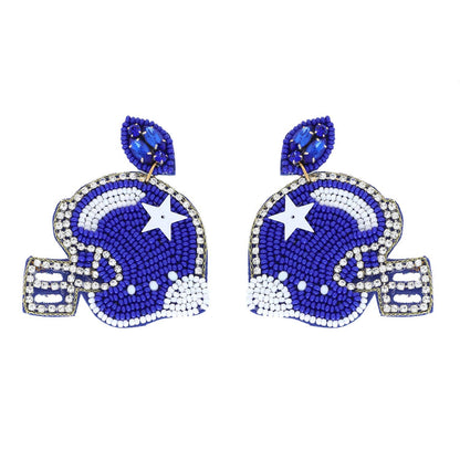 2 Tier  Beaded Football Helmet Dangle Earrings