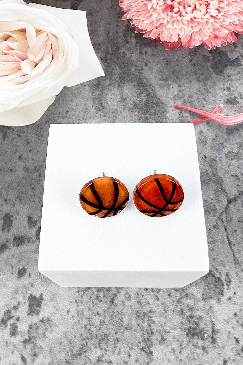 Basketball Acrylic Stud Earrings