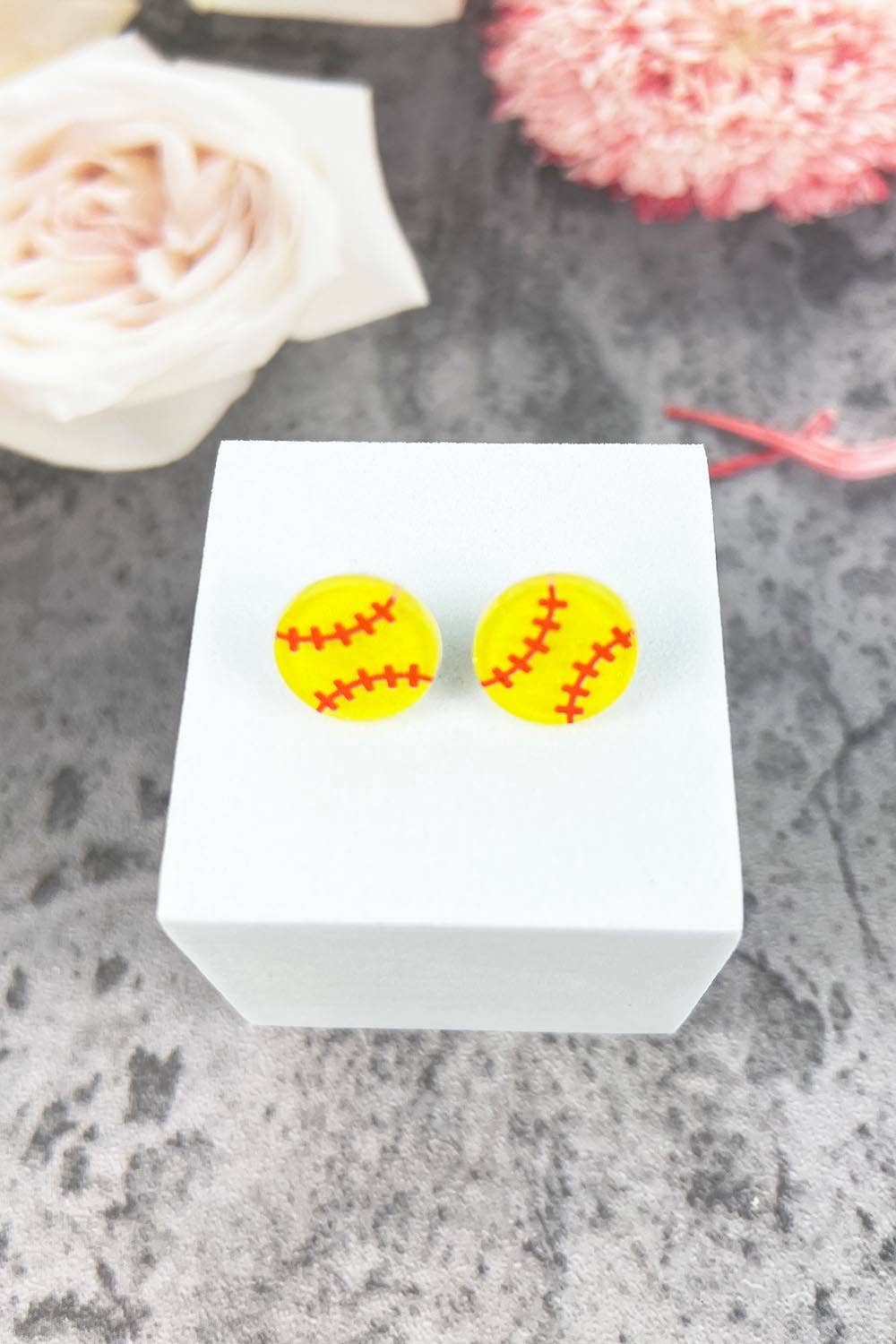 Softball Acrylic Stud Earrings