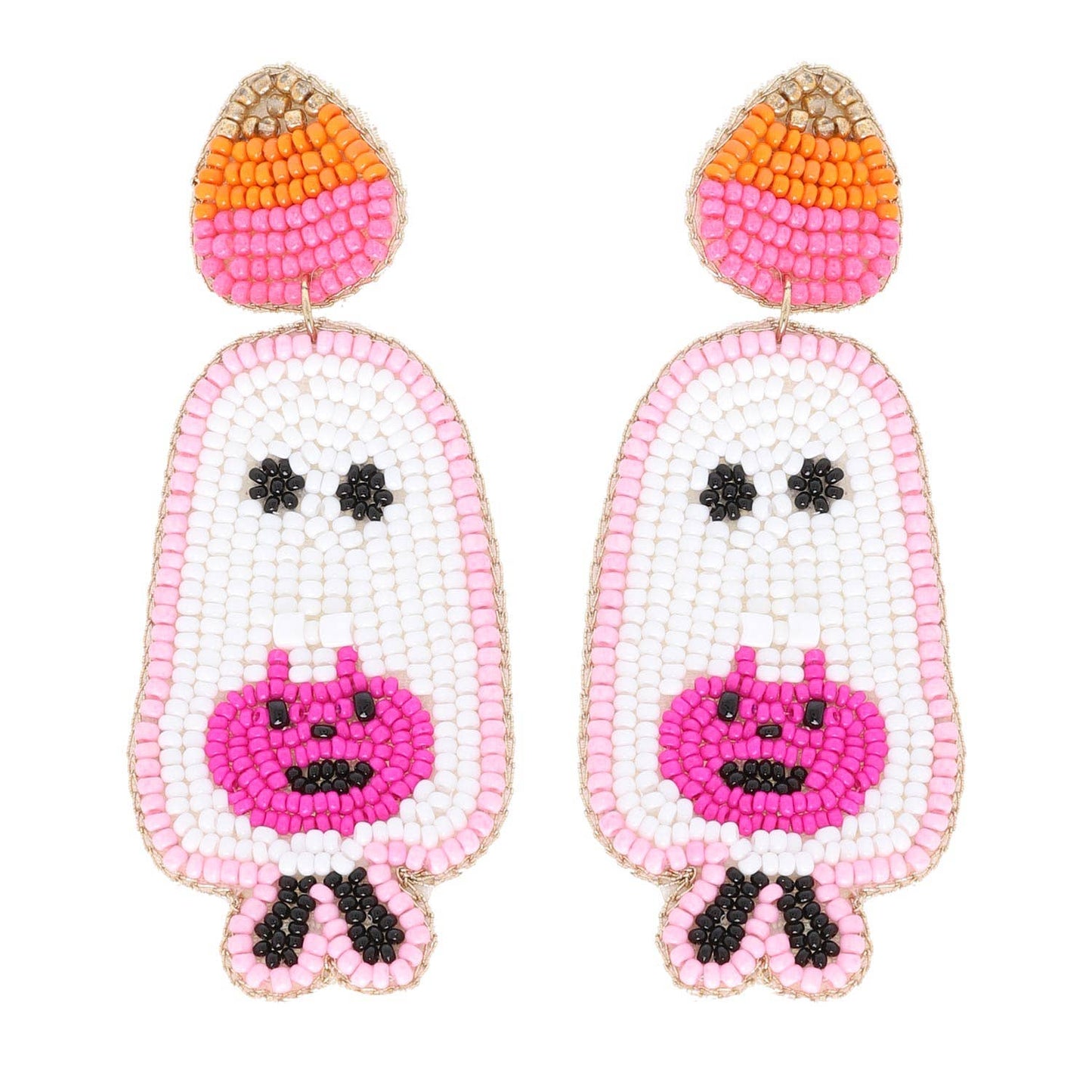 Trick or Treat Ghost Beaded Earrings