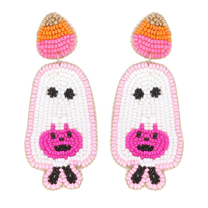 Trick or Treat Ghost Beaded Earrings