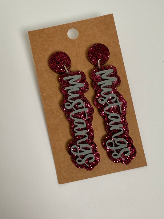 Mustangs Stack Acrylic Glitter Earrings