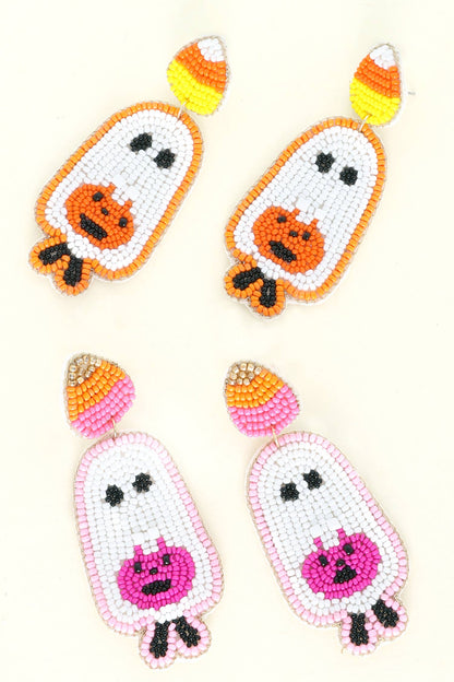 Trick or Treat Ghost Beaded Earrings