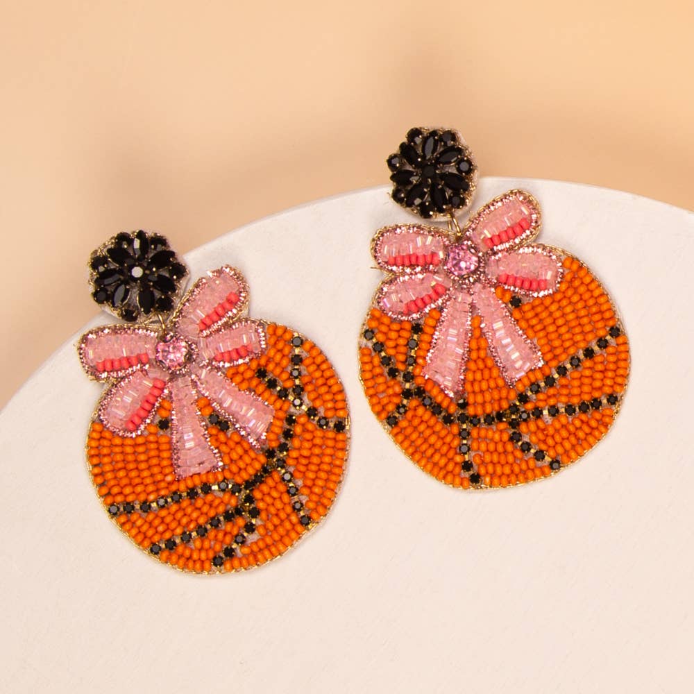 Basketball Beaded Dangle Earrings