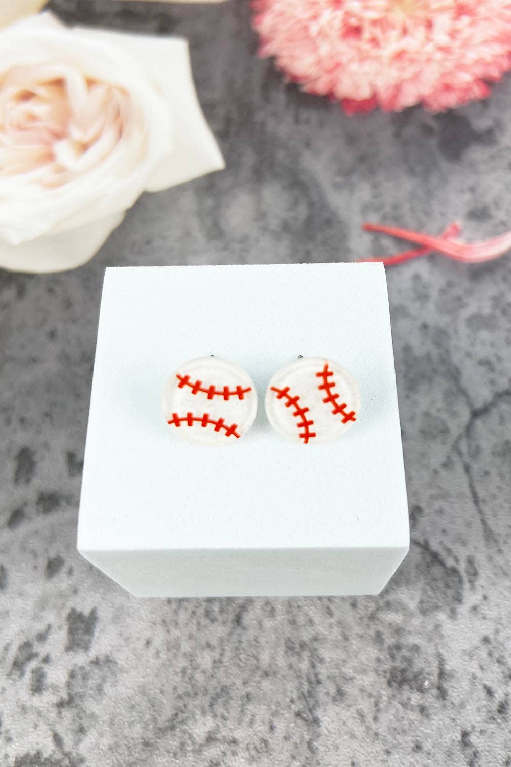 Baseball Acrylic Stud Earrings