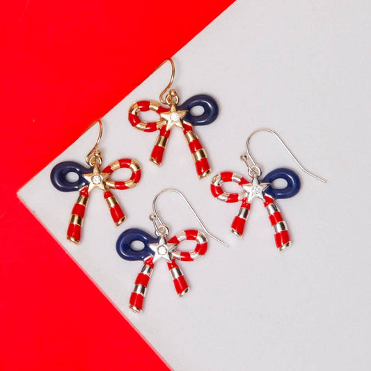 Red White and Blue Bow Earrings