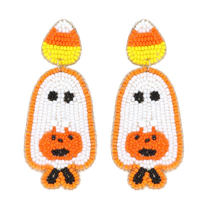 Trick or Treat Ghost Beaded Earrings
