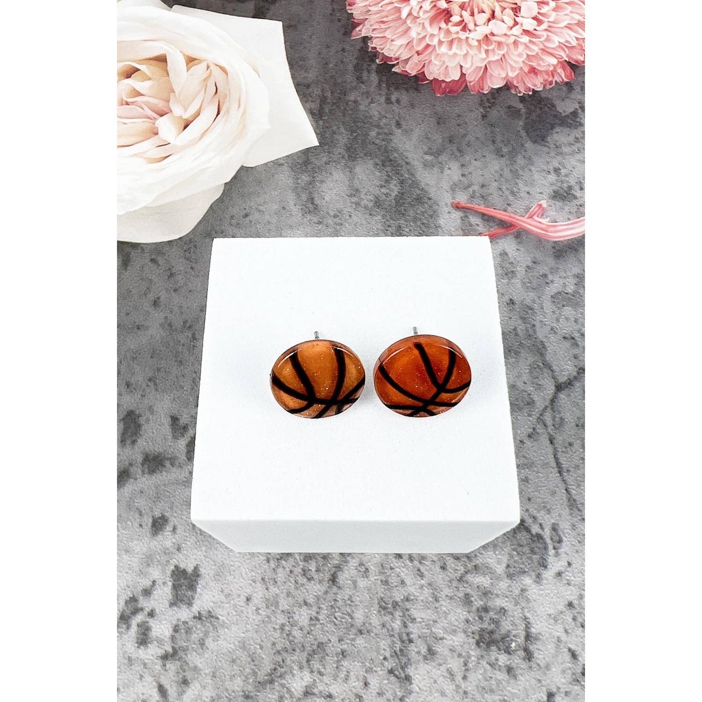 Basketball Acrylic Stud Earrings
