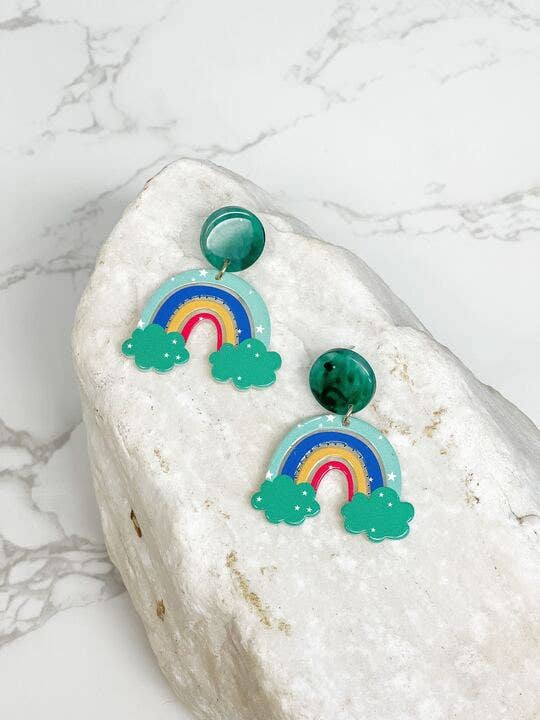 Green Rainbow Earrings