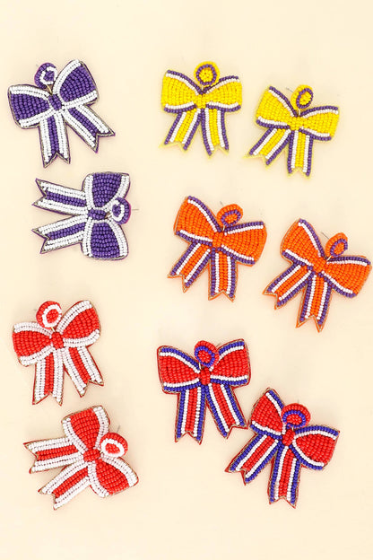 Purple and Orange Bow Earrings