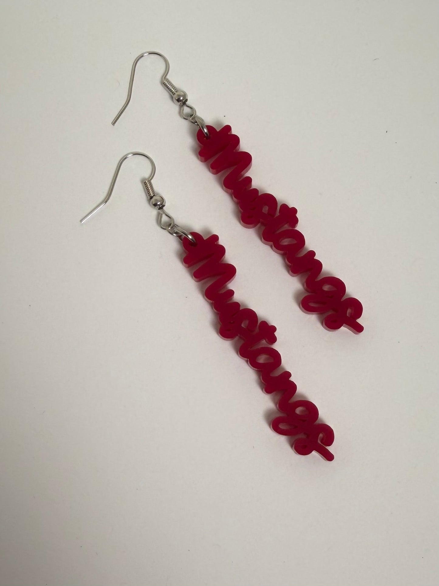 Mustangs Cursive Acrylic Earrings