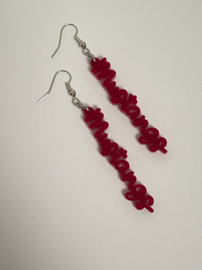 Mustangs Cursive Acrylic Earrings