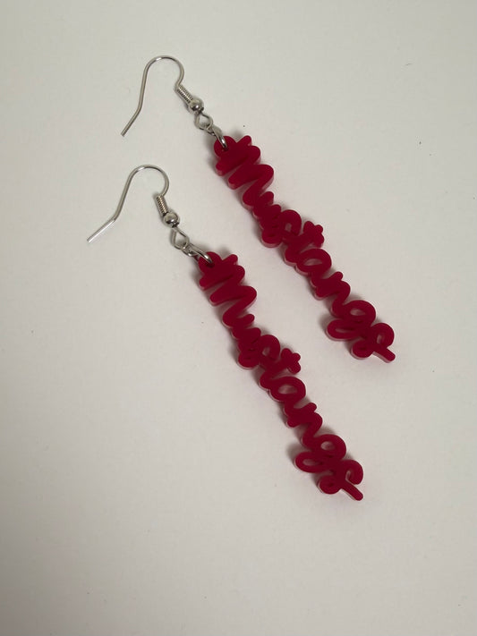 Mustangs Cursive Acrylic Earrings