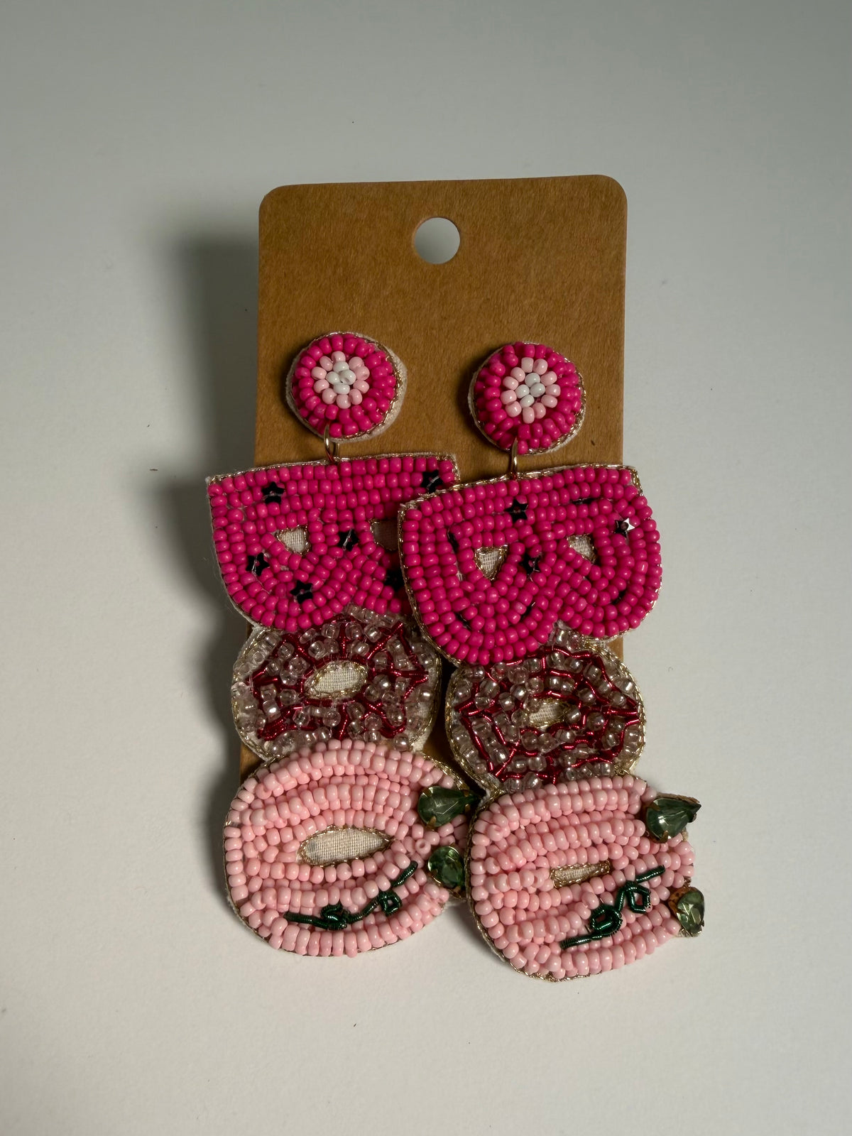 Pink Boo Beaded Earrings