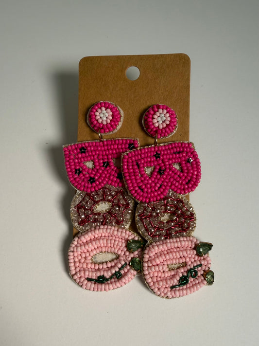 Pink Boo Beaded Earrings