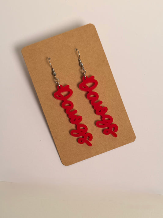 Dawgs Cursive Acrylic Earrings