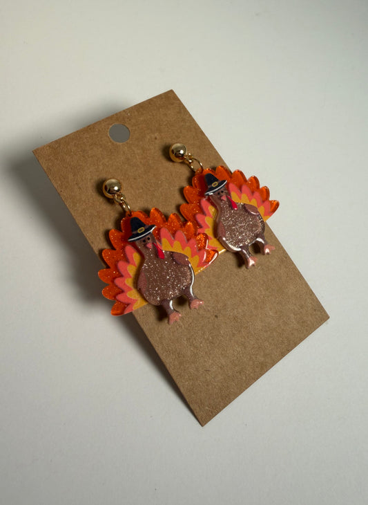 Glitter Acrylic Turkey Earrings