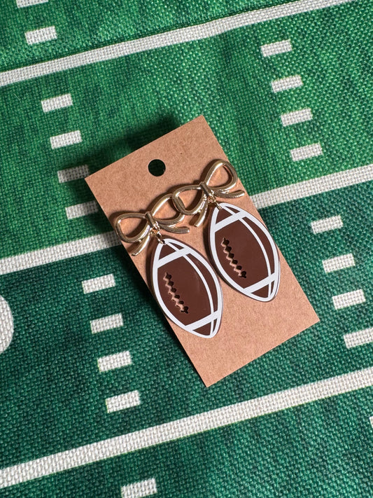 Gold Bow Football Earrings