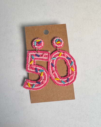 Beaded Birthday Number Earrings