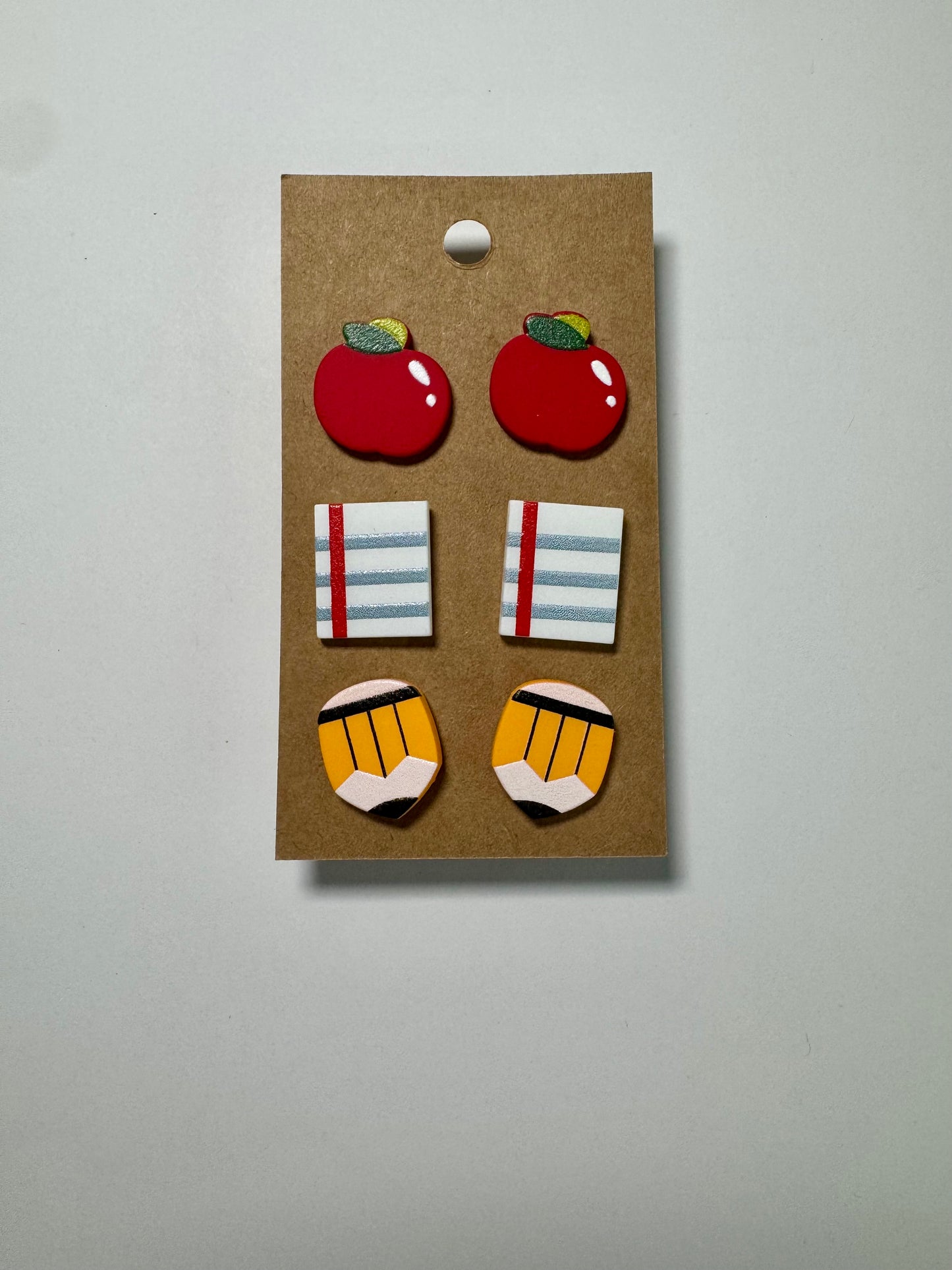 Apple Paper Pencil Studs