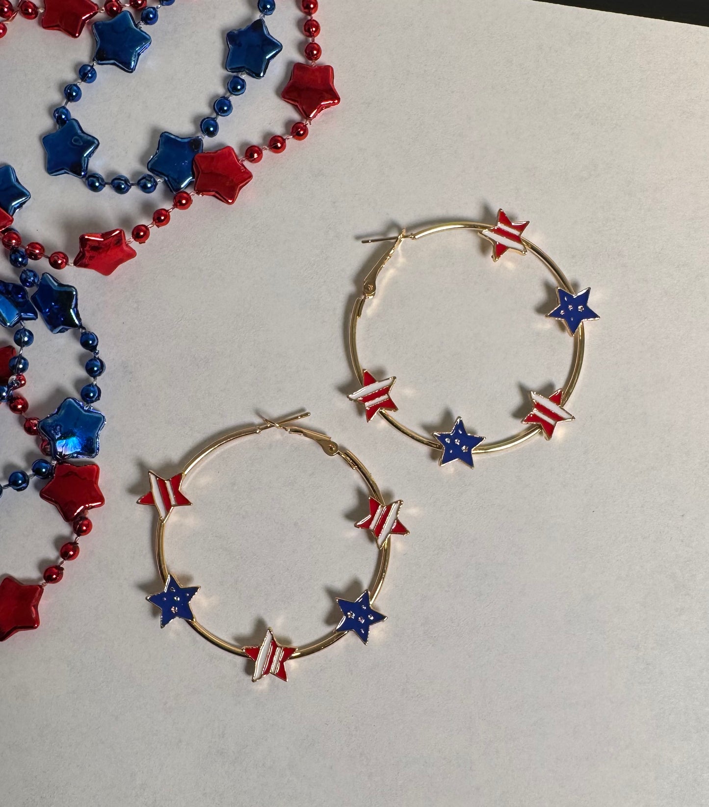 Stars and Stripes Gold Hoops