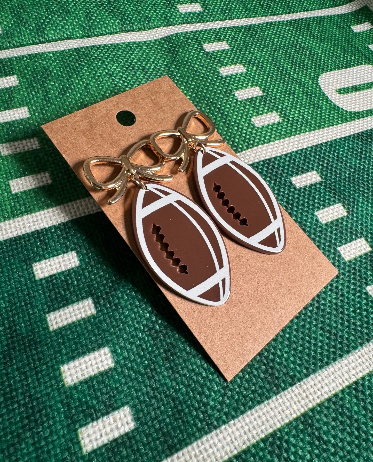 Gold Bow Football Earrings