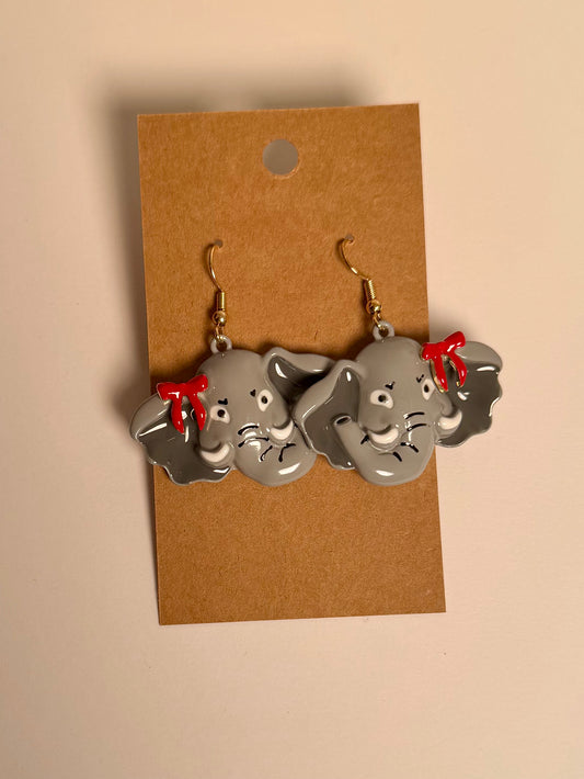 Elephant Bow Enamel Earrings