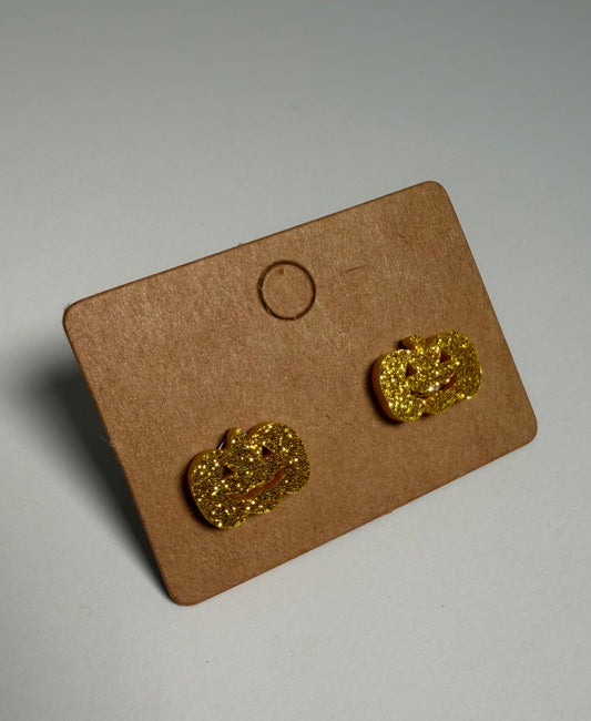 Acrylic Glitter Pumpkin Studs