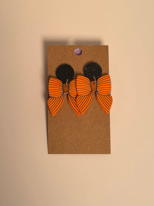 Orange Bow Earrings