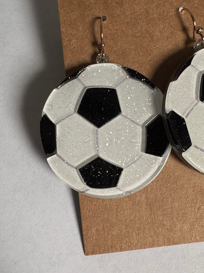 Glitter Acrylic Soccer Earrings