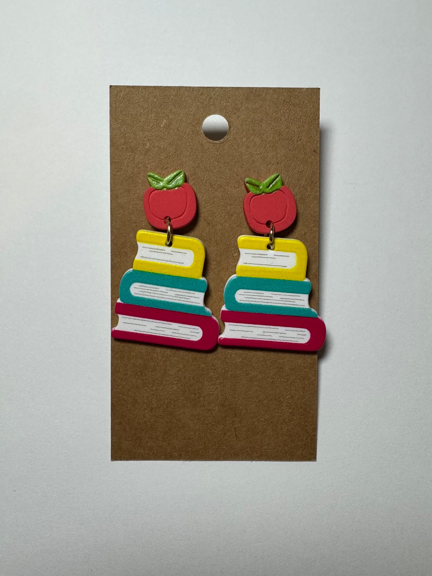 Apple on Books Earrings