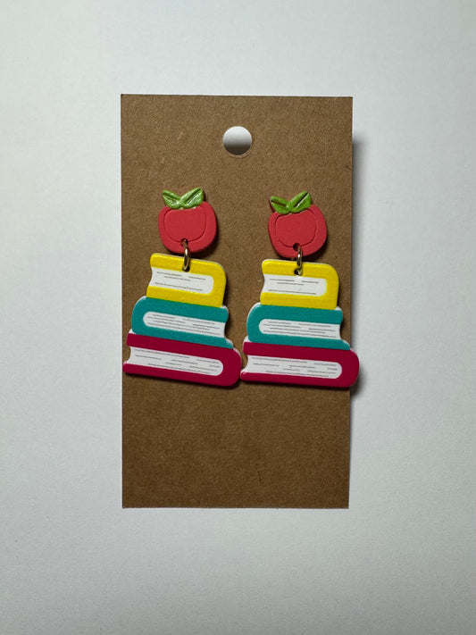 Apple on Books Earrings