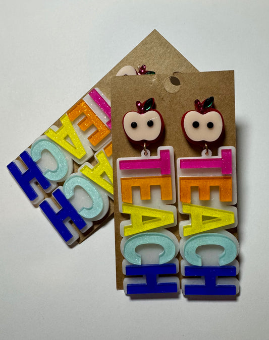 Glitter Apple TEACH Earrings