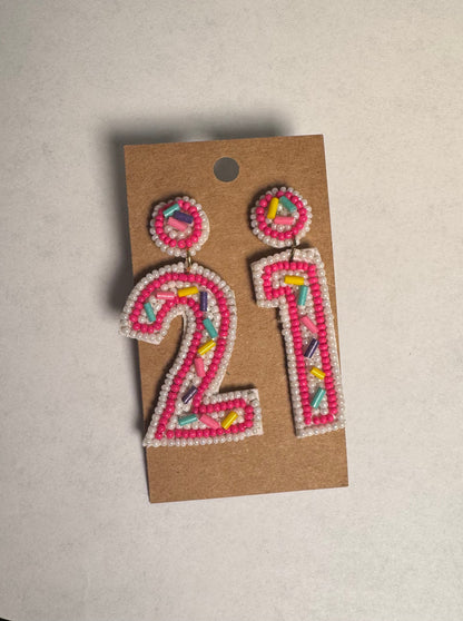 Beaded Birthday Number Earrings