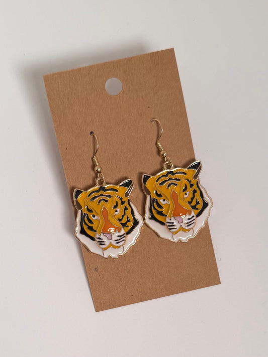 Tiger Enamel Earrings